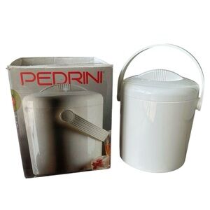 Vintage 1980s PEDRINI White Art Deco Ice Bucket Made In Italy Original Box